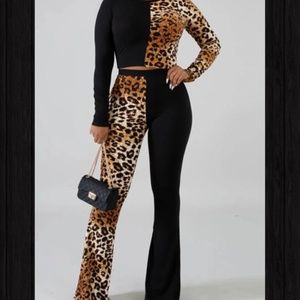 Two Piece Leopard Print Shirt & Pant